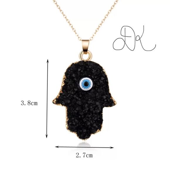 BLACK PALM EVIL EYE NECKLACE - Picture 11 of 11